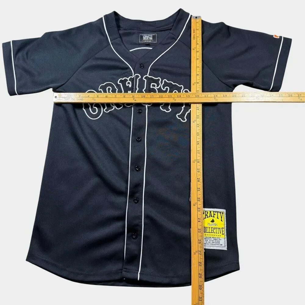 Crafty Collective Baseball Jersey Stitched Black White Men's Large
